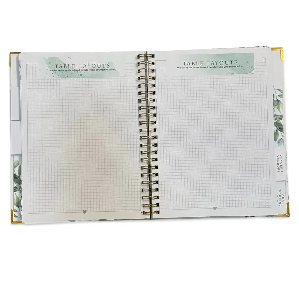 Complete Wedding Planner White Green Leaves Spiral Workbook Your Perfect Day NEW